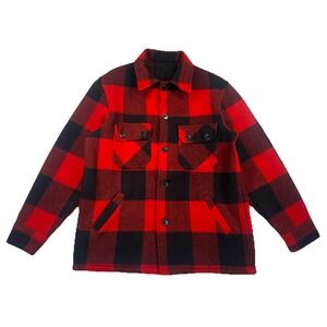 Bemidji Woolen Mills Men's True Vintage Buffalo Plaid Wool Shirt Shacket Pockets